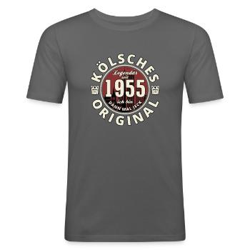 70. Geburtstag 2025 Kölsches Original geboren 1955 - Männer Slim Fit T-Shirt - Graphite - Vorne - Nik (191cm)