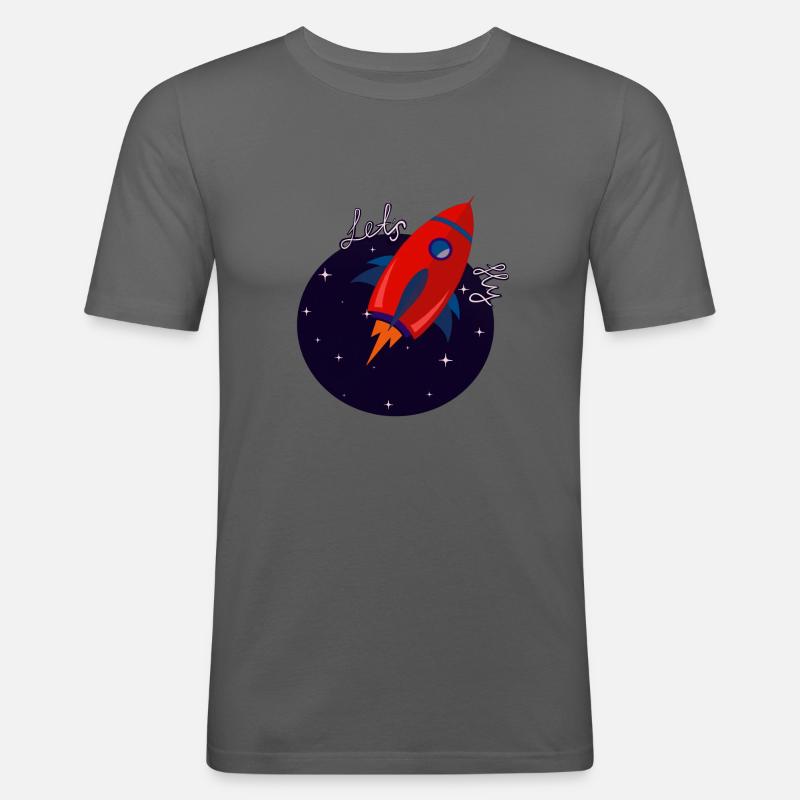 Rot illustrierte Rakete - Männer Slim Fit T-Shirt - Graphite