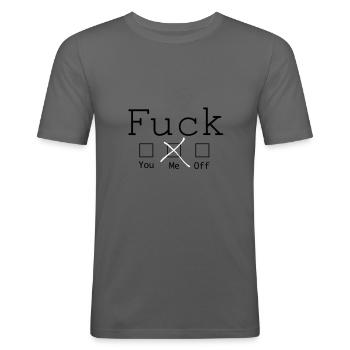 Fuck me! 2c - Men's Slim Fit T-Shirt - graphite grey - Front - Nik (191cm)