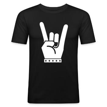 Rock - Männer Slim Fit T-Shirt - Schwarz - Vorne - Nik (191cm)