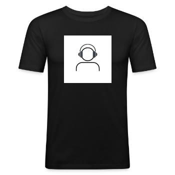 People Listening - Männer Slim Fit T-Shirt - Schwarz - Vorne - Nik (191cm)