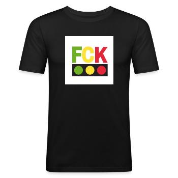 Ein Statement - Männer Slim Fit T-Shirt - Schwarz - Vorne - Nik (191cm)