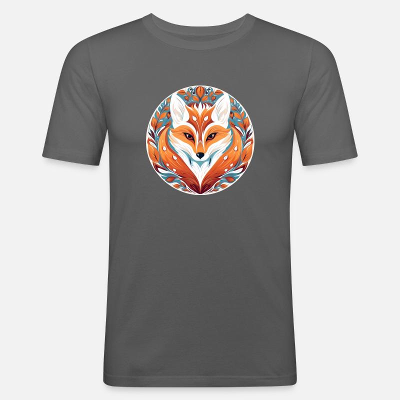 Fuchs Illustration im stilvollen Blattdesign - Männer Slim Fit T-Shirt - Graphite