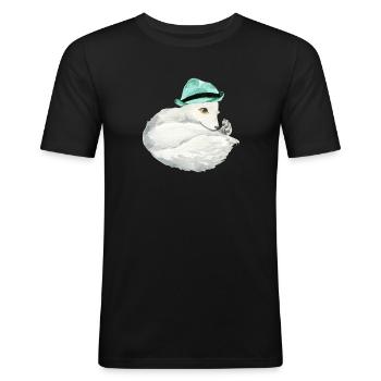 Renard arctique mignon - T-shirt près du corps Homme - noir - Devant - Nik (191cm)