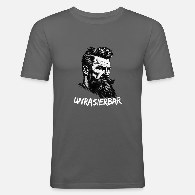 Lustiger Bart Spruch Wikinger Bartträger - Männer Slim Fit T-Shirt - Graphite
