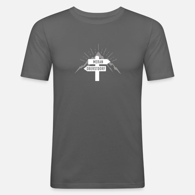 Alpenüberquerung E5 Oberstdorf Meran - Männer Slim Fit T-Shirt - Graphite
