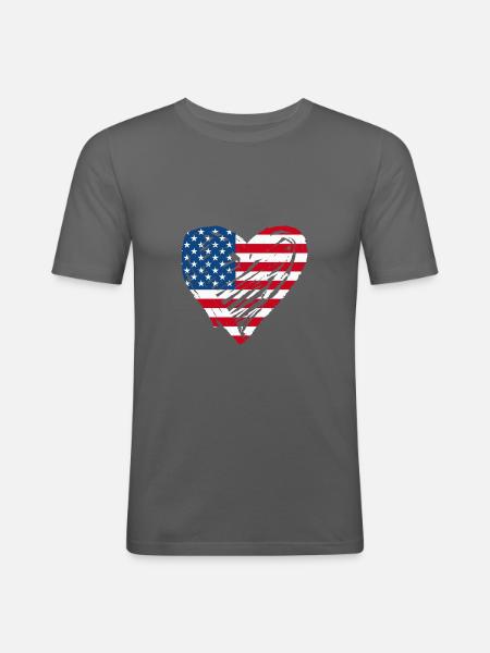 USA Heart - Men's Slim Fit T-Shirt - graphite grey
