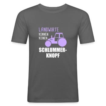 Landwirte kennen keinen Schlummer-Knopf - Männer Slim Fit T-Shirt - Graphite - Vorne - Nik (191cm)