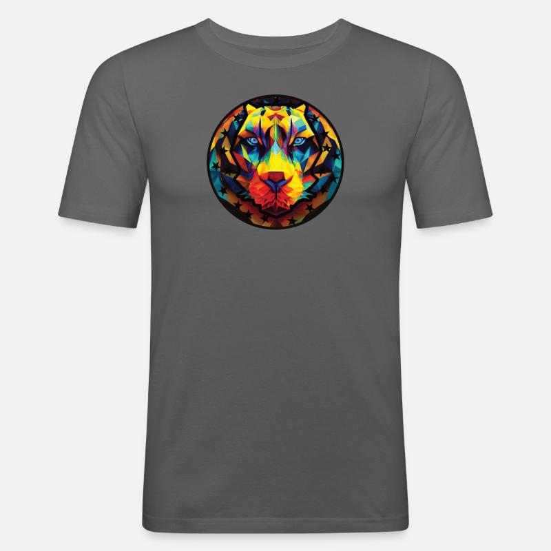 Tiger Polygon große Katze - Männer Slim Fit T-Shirt - Graphite