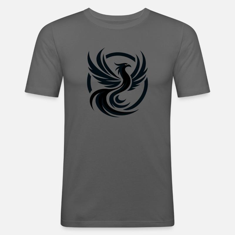Voller schwarzer Phönix - Männer Slim Fit T-Shirt - Graphite