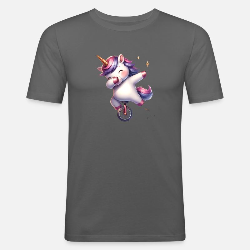 Einrad Einhorn dab dabbing - Männer Slim Fit T-Shirt - Graphite