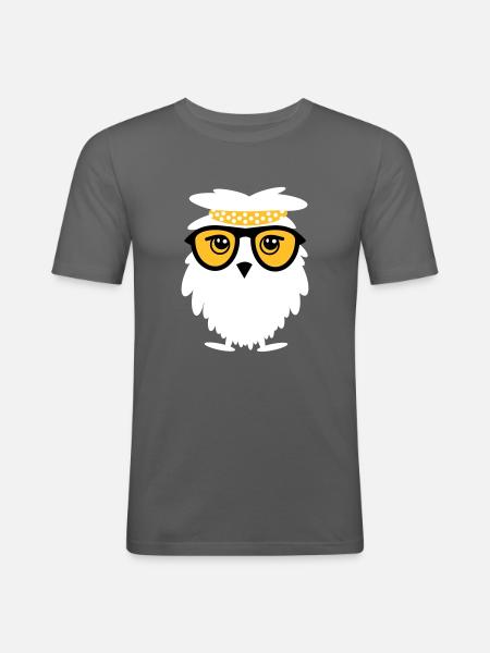 Weise Eule - Männer Slim Fit T-Shirt - Graphite