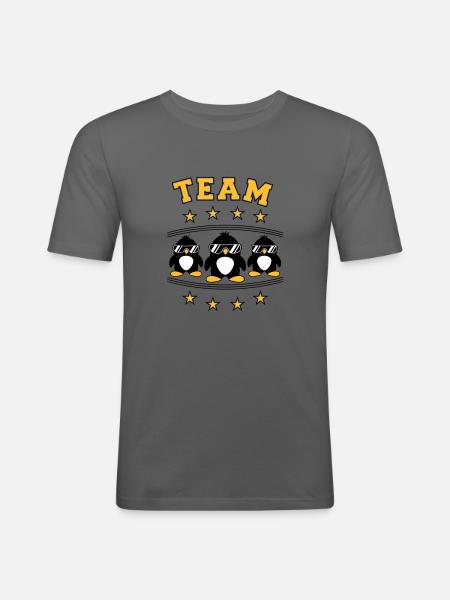 Pinguine Team Freunde - Männer Slim Fit T-Shirt - Graphite