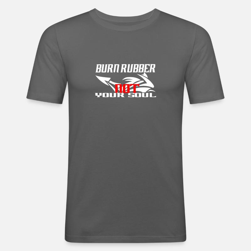 Motorrad Burn Rubber | Bstyled - Männer Slim Fit T-Shirt - Graphite