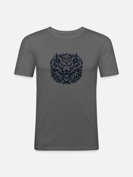 Fenrir Wolf. Nordischer Wikinger - Männer Slim Fit T-Shirt - Graphite