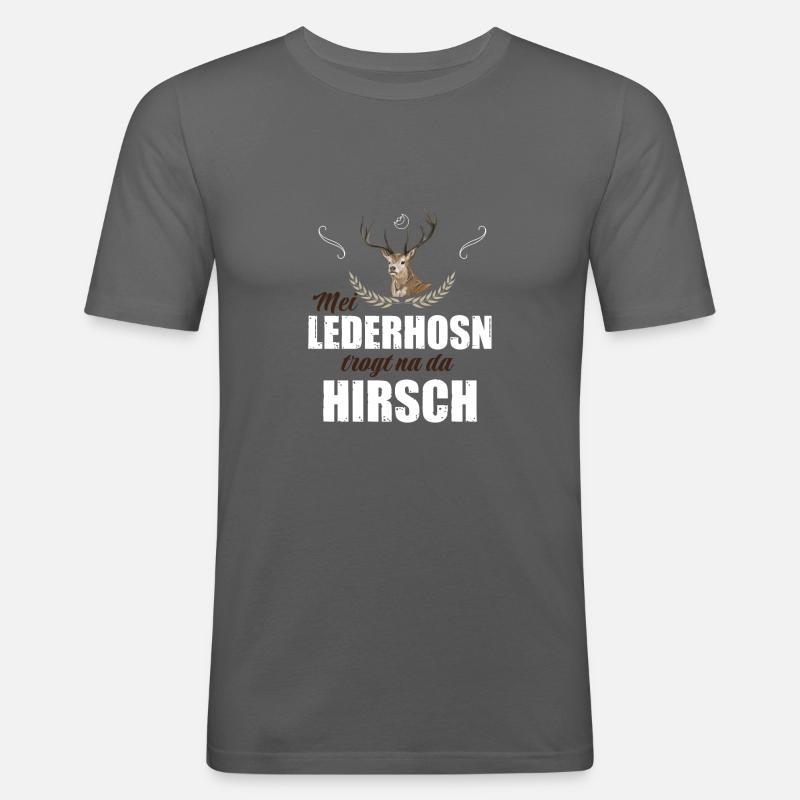 Basst Scho | Trachten Hirsch - Männer Slim Fit T-Shirt - Graphite