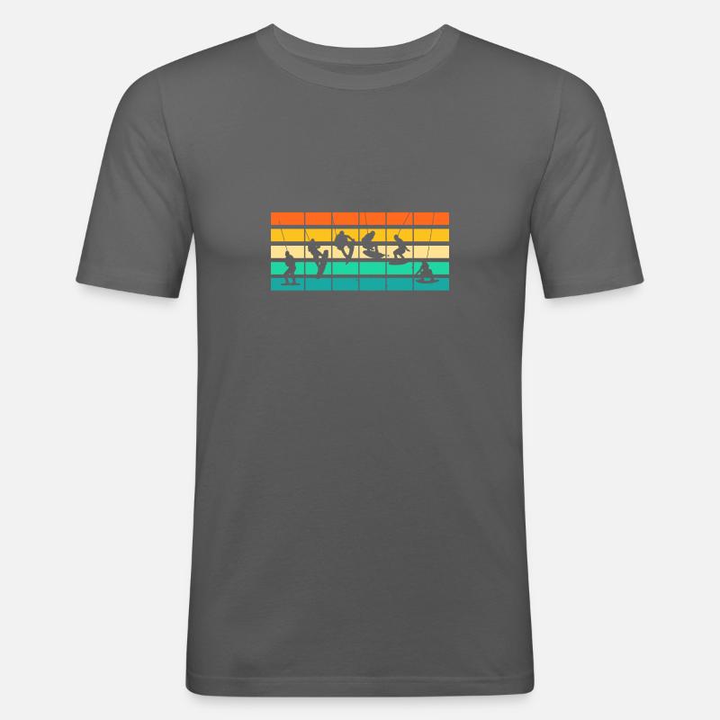 Retro Wakeboarder Wakeboard Wakeboarding - Männer Slim Fit T-Shirt - Graphite
