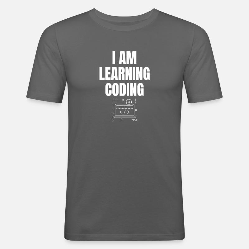 Ich lerne Programmieren Spruch Englisch - Männer Slim Fit T-Shirt - Graphite