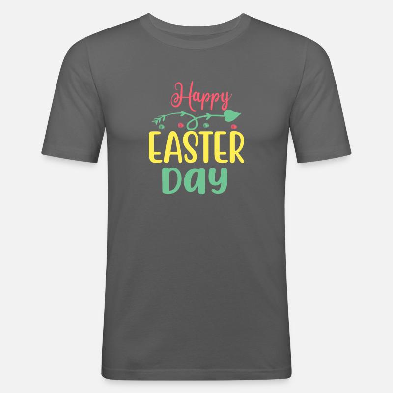 Happy Easter Day - Männer Slim Fit T-Shirt - Graphite