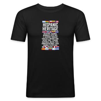 Hispanic Heritage Latino Countries Funny Herencia - Men's Slim Fit T-Shirt - black - Front - Nik (191cm)