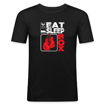 Eat Sleep Box - Boxing Lover Gym Boxer Kickboxing - Men's Slim Fit T-Shirt - black - Front - Nik (191cm)