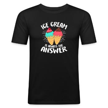 Ice Cream Is Always The Answer Funny Ice Lolly - Men's Slim Fit T-Shirt - black - Front - Nik (191cm)