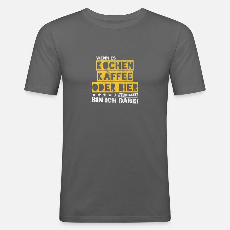 Kochen Kaffee oder Bier Junggesellenabschied - Männer Slim Fit T-Shirt - Graphite