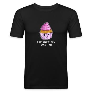 Muffin tart cupcake cake pastry sweets - Men's Slim Fit T-Shirt - black - Front - Nik (191cm)