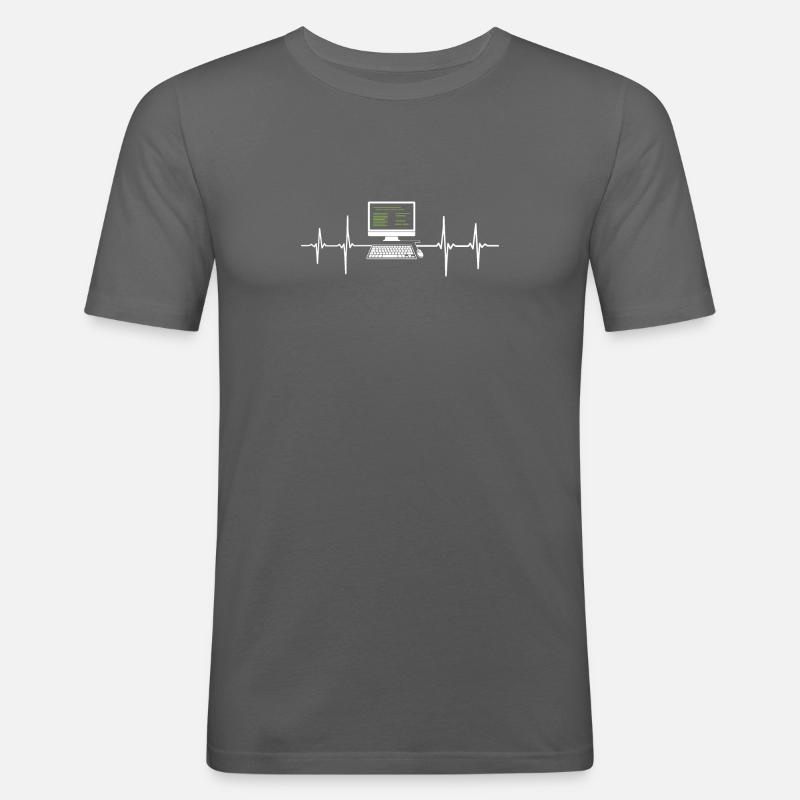Programmierer EKG Herzschlag Computer Desktop - Männer Slim Fit T-Shirt - Graphite