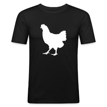 chicken - Männer Slim Fit T-Shirt - Schwarz - Vorne - Nik (191cm)