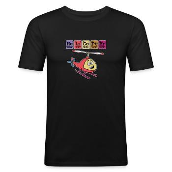 Helicopter Meme - Männer Slim Fit T-Shirt - Schwarz - Vorne - Nik (191cm)