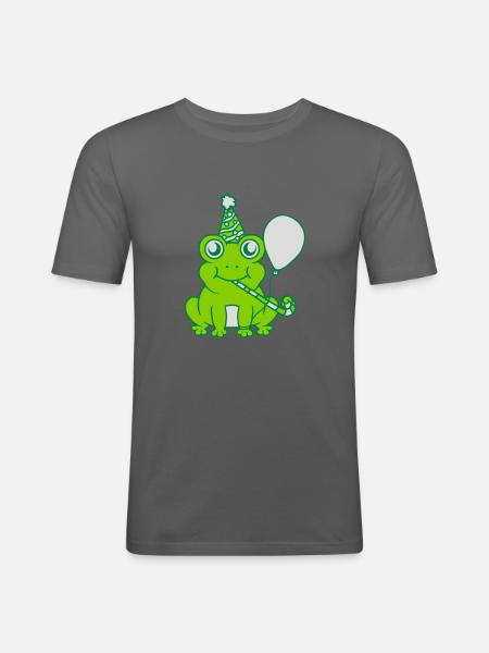 Birthday-celebrating little frog - Men's Slim Fit T-Shirt - graphite grey