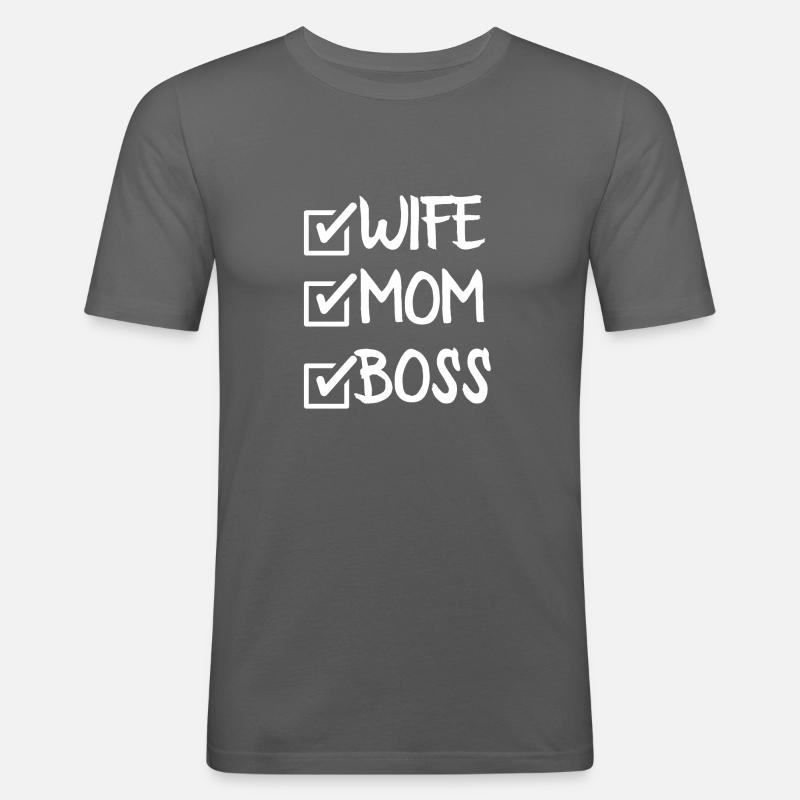 EHEFRAU MUTTER CHEF - Männer Slim Fit T-Shirt - Graphite