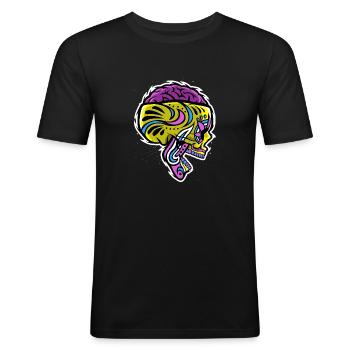 Crazy sugar skull - Men's Slim Fit T-Shirt - black - Front - Nik (191cm)