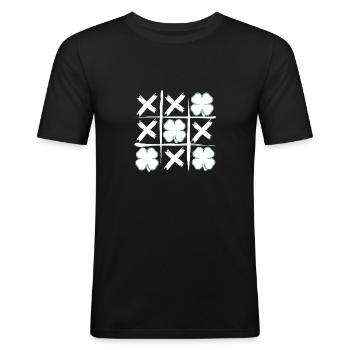 Tic Tac Toe Lucky Shamrock 2 - T-shirt près du corps Homme - noir - Devant - Nik (191cm)