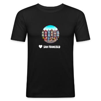 San Francisco - T-shirt près du corps Homme - noir - Devant - Nik (191cm)