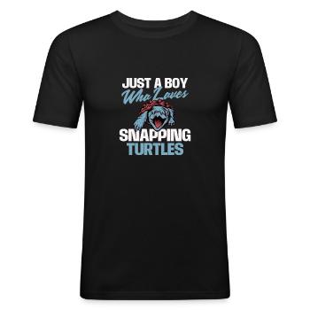 Just A Boy Who Loves Snapping Turtles - Sea Turtle - Men's Slim Fit T-Shirt - black - Front - Nik (191cm)