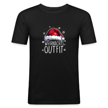 Weihnachtsoutfit Weihnachten - Männer Slim Fit T-Shirt - Schwarz - Vorne - Nik (191cm)