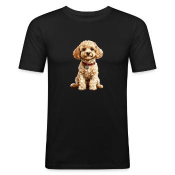 Pudel - Männer Slim Fit T-Shirt - Schwarz - Vorne - Nik (191cm)