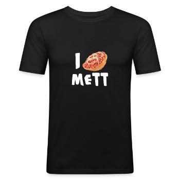 I Love Mett - Mett rolls and meat lovers - Men's Slim Fit T-Shirt - black - Front - Nik (191cm)