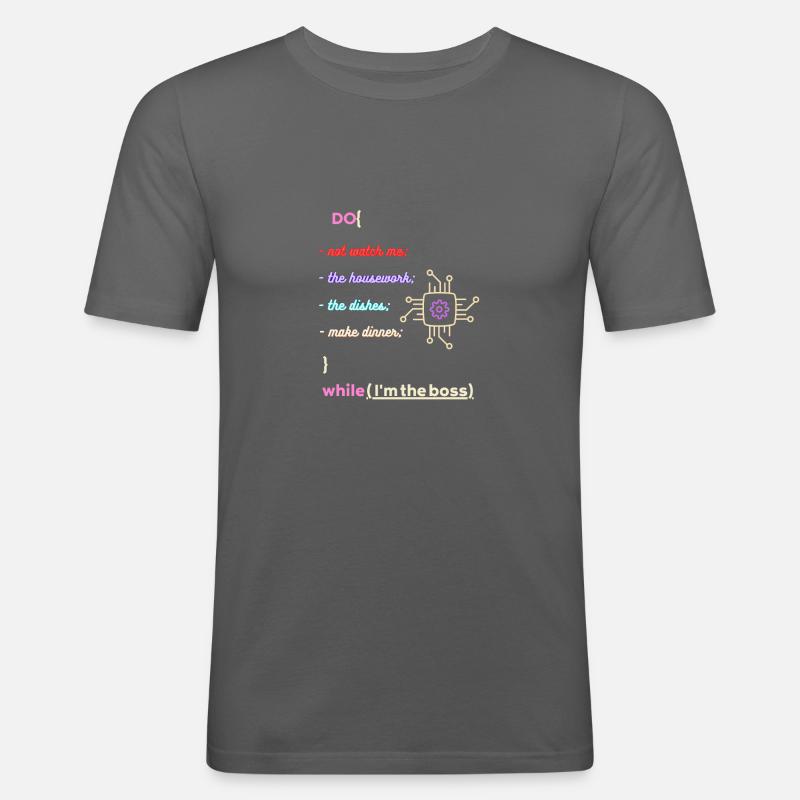 Programmierung, ich bin der Boss! - Männer Slim Fit T-Shirt - Graphite