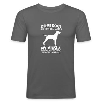 Cool Obedience Magyar Vizsla Chiens de dressage - T-shirt près du corps Homme - gris graphite - Devant - Nik (191cm)