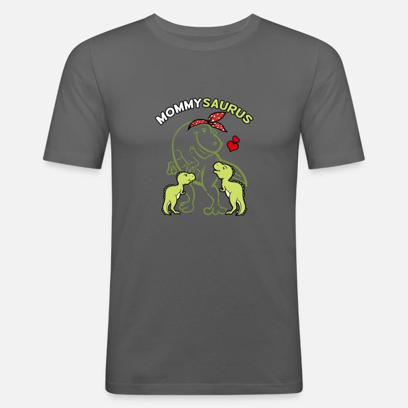Mommysaurus mit 2 Babys - Männer Slim Fit T-Shirt - Graphite