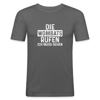 Wombat - Männer Slim Fit T-Shirt - Graphite - Vorne - Nik (191cm)