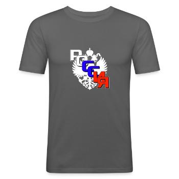 Russland Russia Rossia kyrillisch Schriftzug - Männer Slim Fit T-Shirt - Graphite - Vorne - Nik (191cm)