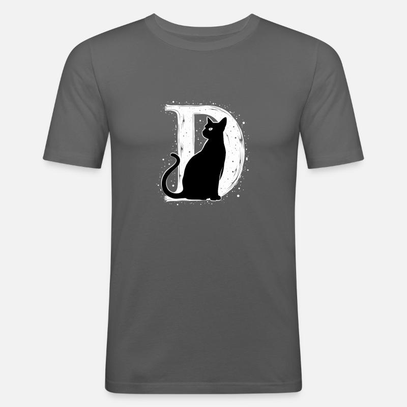 Buchstabe D mit Katze - Männer Slim Fit T-Shirt - Graphite
