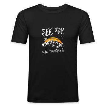 Val Thorens France randonnée et ski - T-shirt près du corps Homme - noir - Devant - Nik (191cm)