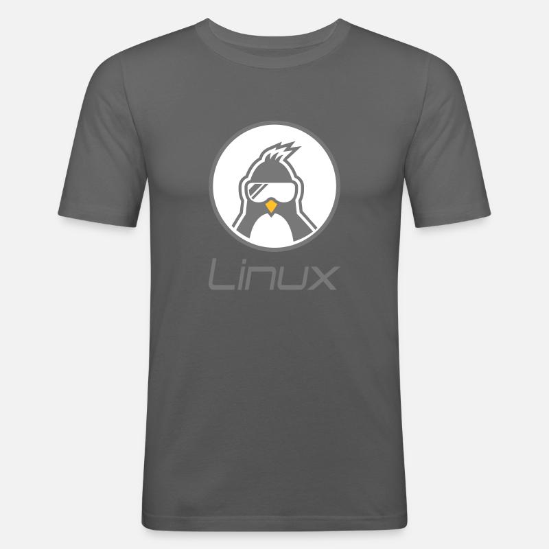 linux - Maglietta aderente da uomo - grigio grafite