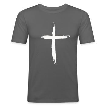 Kreuz - Männer Slim Fit T-Shirt - Graphite - Vorne - Nik (191cm)