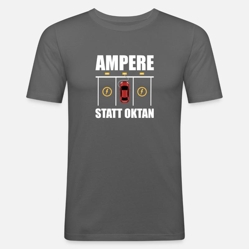 E-Auto Strom Energiewende Geschenk - Männer Slim Fit T-Shirt - Graphite